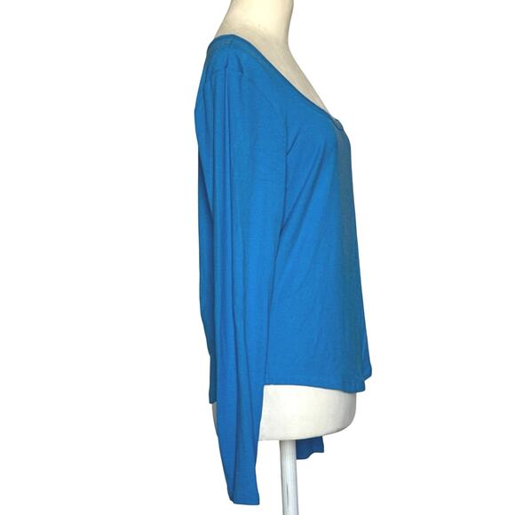 Athleta Signature Rib Square Neck Top Size L Ultramarine Blue Shirt Casual EUC - Picture 4 of 9